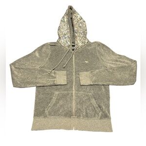PINK Victoria's Secret Holographic Sequin Hoodie Grey Silver Sz Small Y2K Velour